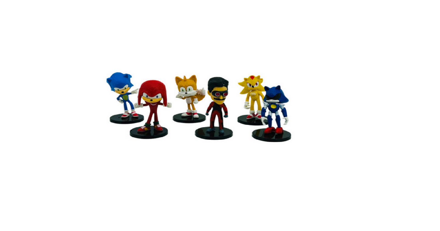 Sonic Superstars 6-Piece Action Figure Collection Set with Display Stands