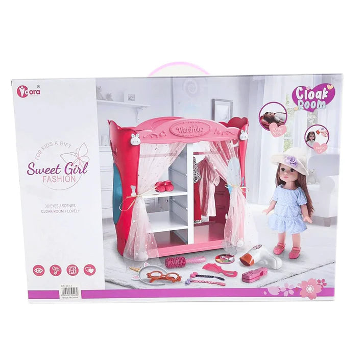 Fashion Doll Bedroom & Wardrobe Playset with Doll & Accessories