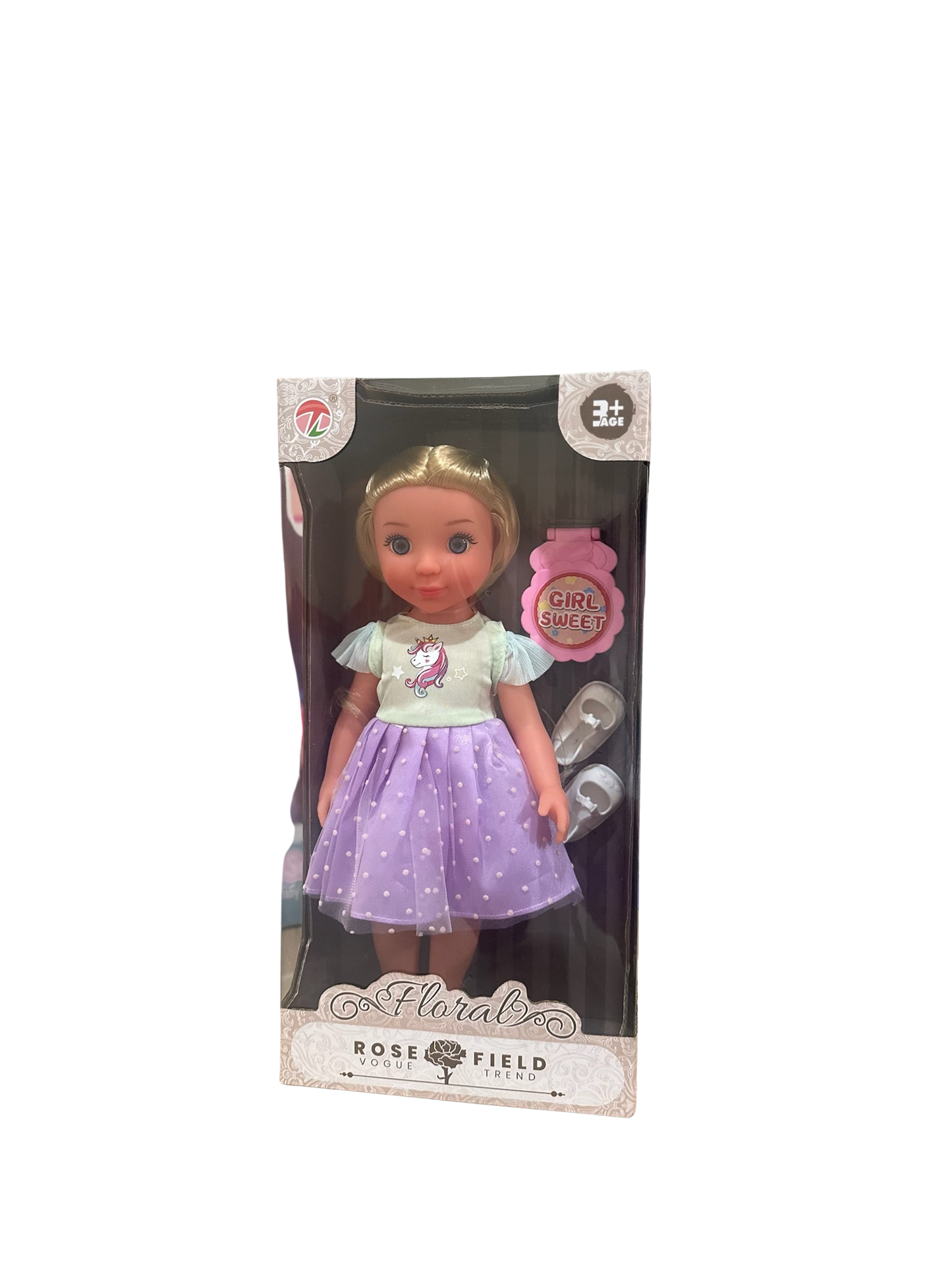 Floral Vogue Trend Doll: Unicorn Skirt Set 🦄💜 (Ages 3+ Years)