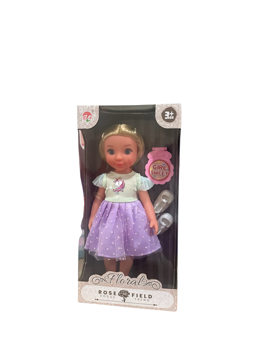 Floral Vogue Trend Doll: Unicorn Skirt Set 🦄💜 (Ages 3+ Years)