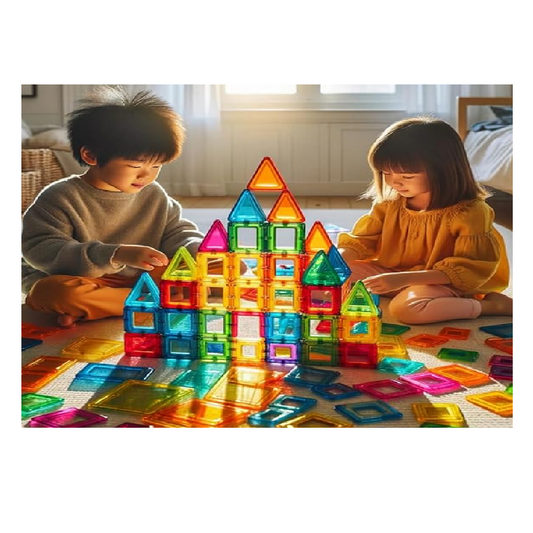 Magnetic Building Blocks Set - 100+ Piece 3D Tiles Construction STEM Toy