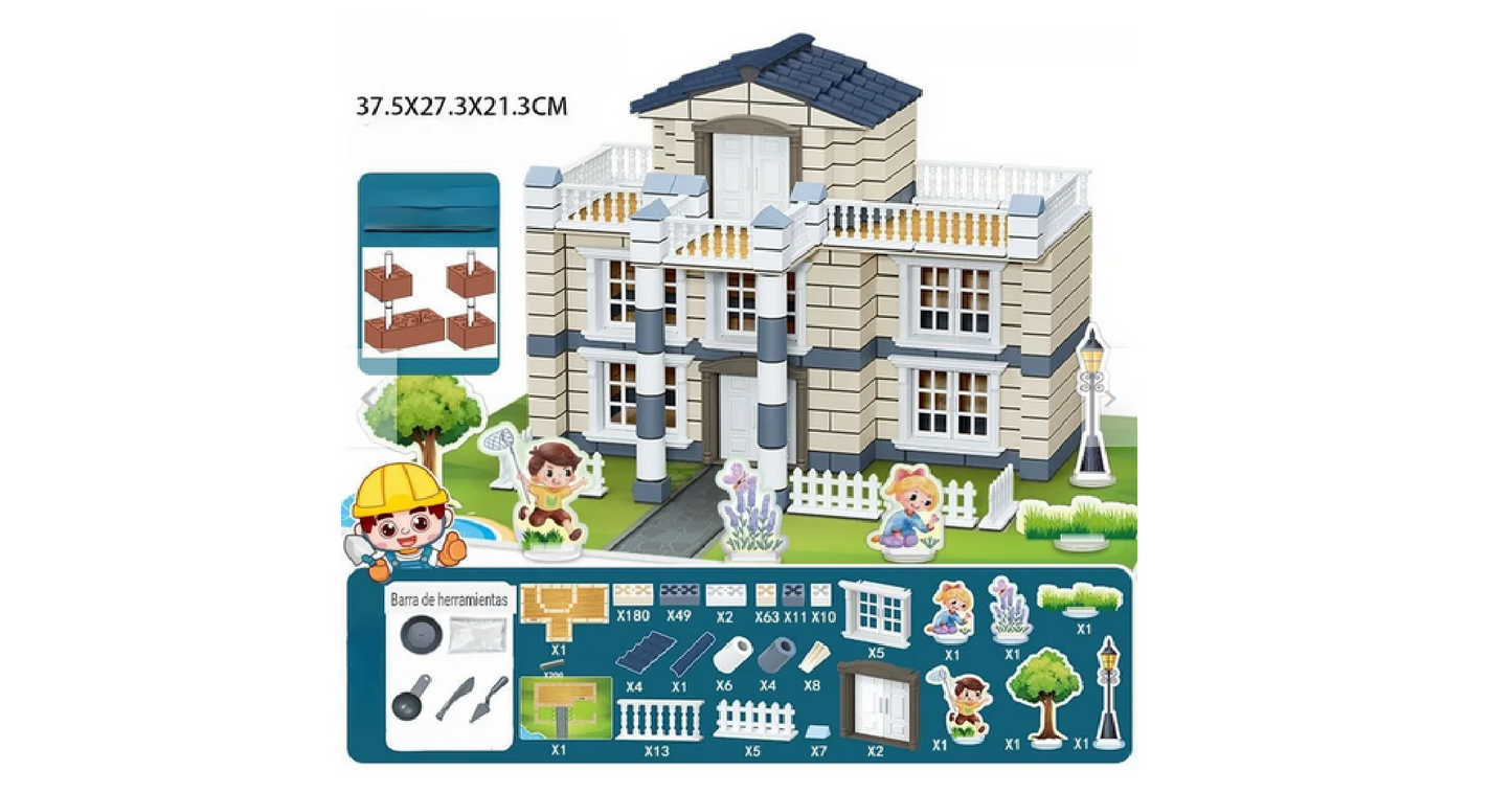 DIY Villa Building Blocks Set - 3D Architectural Construction Model