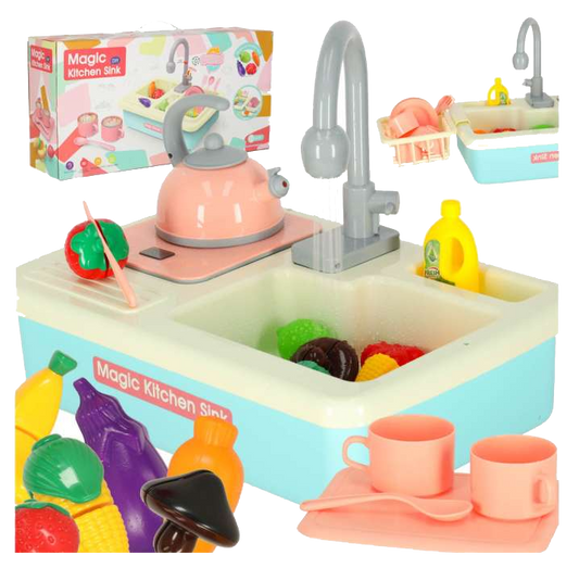 Magic Kitchen Sink Playset - Complete Pretend Play Cooking Set with Running Water