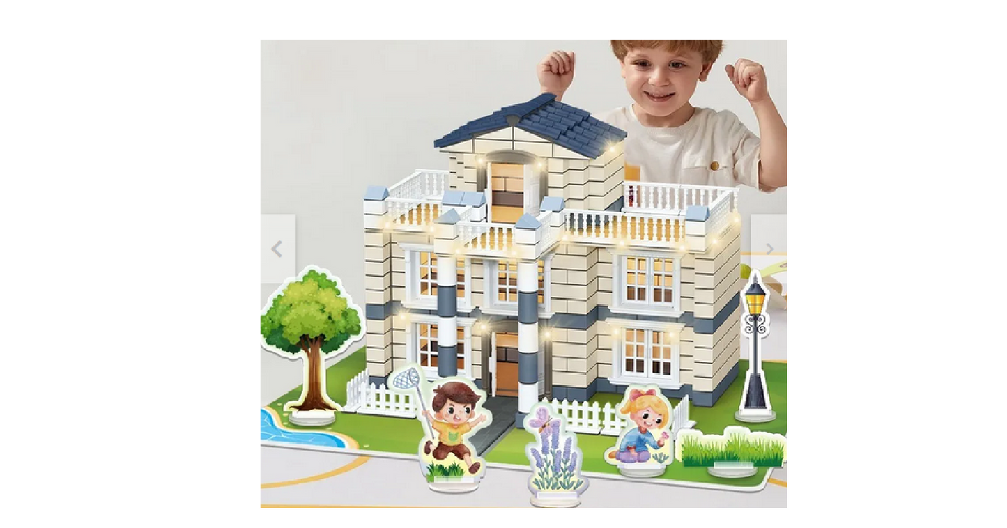DIY Villa Building Blocks Set - 3D Architectural Construction Model