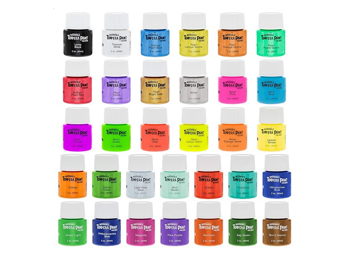 U.S. Art Supply 32-Color Washable Tempera Paint Set for Kids