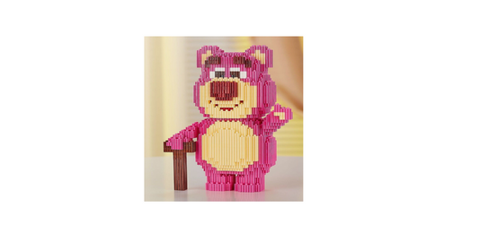 Block Bear Tandem Micro Building Blocks Set - Pink Teddy Bear Model