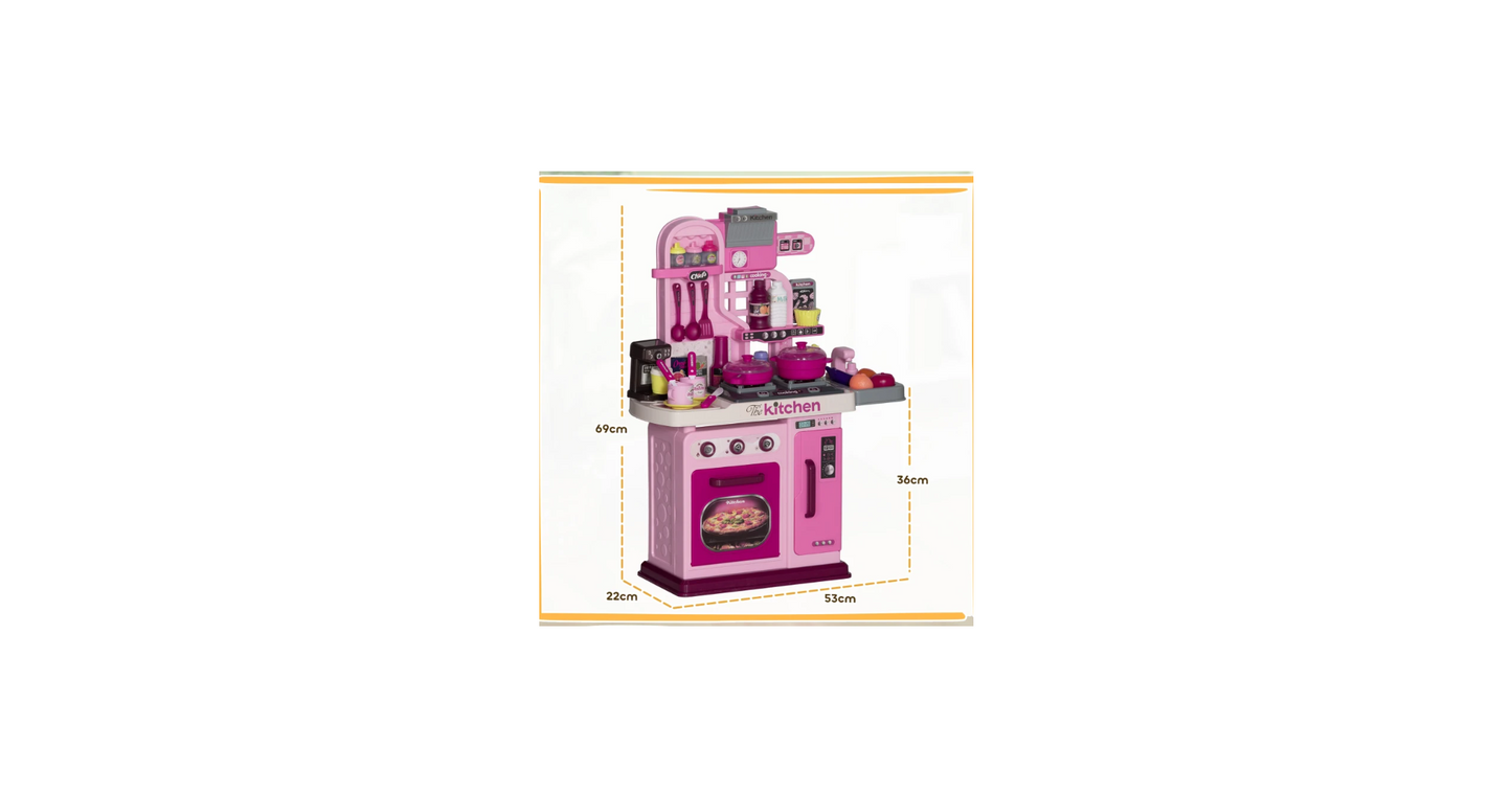 Pink Dream Kitchen Playset - Complete Cooking Station with Lights & Sounds