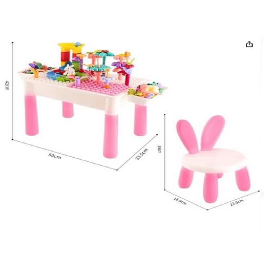 Dreamy Garden Building Block Table Set - Creative Play Table with Chair & 100+ Pieces