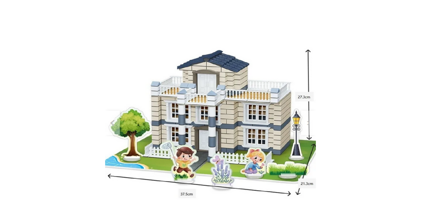 DIY Villa Building Blocks Set - 3D Architectural Construction Model