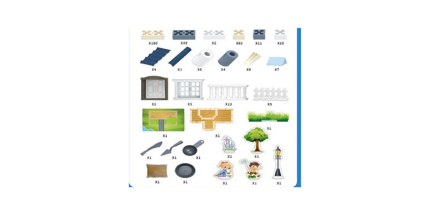 DIY Villa Building Blocks Set - 3D Architectural Construction Model
