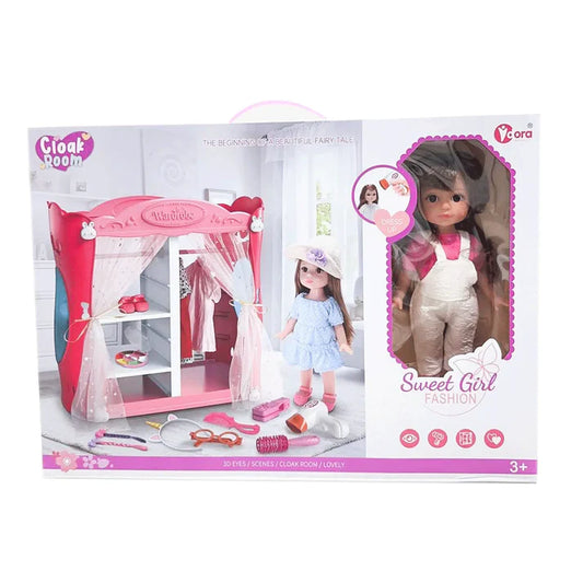 Fashion Doll Bedroom & Wardrobe Playset with Doll & Accessories
