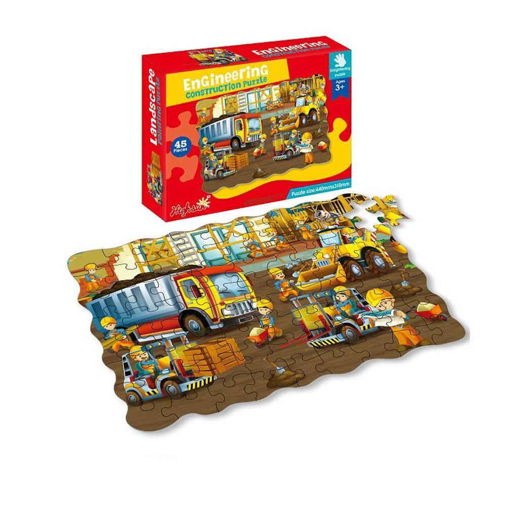 Engineering Construction Puzzle - 45-Piece Building Site Jigsaw